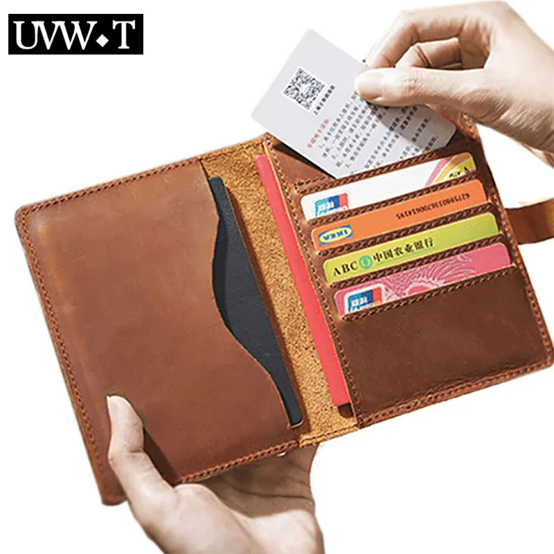 Мужская Обложка для паспорта из натуральной коровьей кожи винтажный