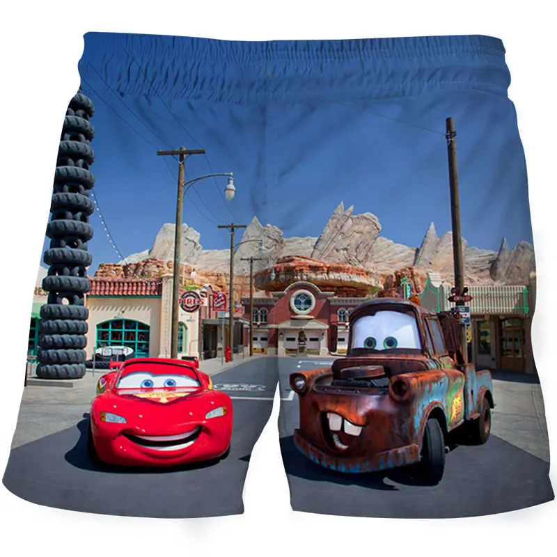 

Шорты спортивные для мальчиков и девочек, повседневные свободные и удобные, с объемным рисунком машинок, пляжные детские шорты, лето