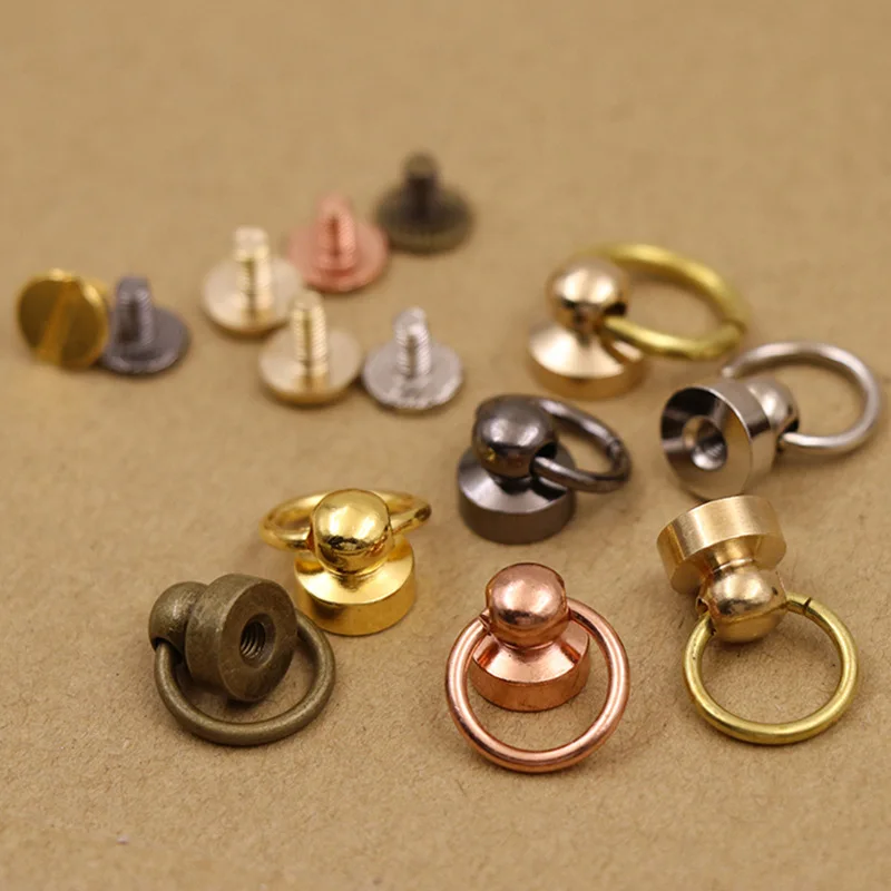 10 шт. латунные шаровые штифты с круглым кольцом заклепки на кнопках для одежды