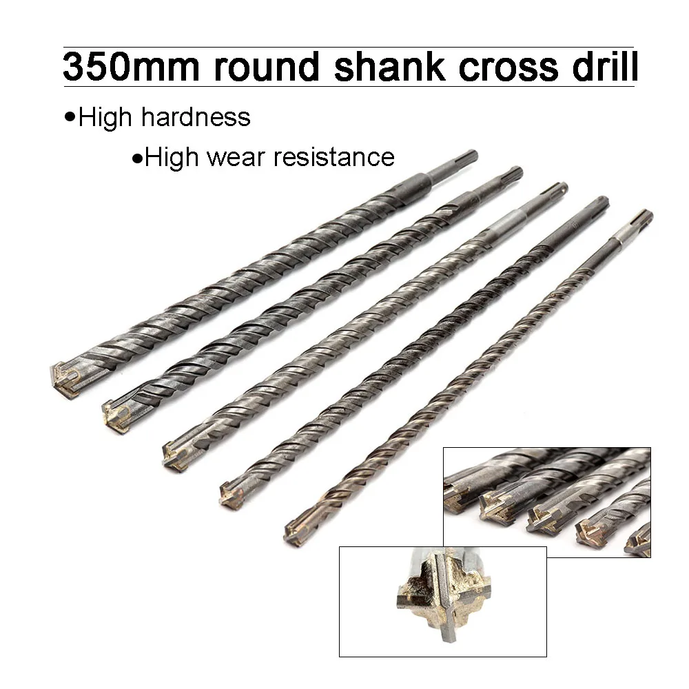 

350mm SDS Plus Hammer Drill Bits 10/12/14/16/18mm Cross Type Tungsten Steel Alloy SDS Plus for Masonry Concrete Rock Stone