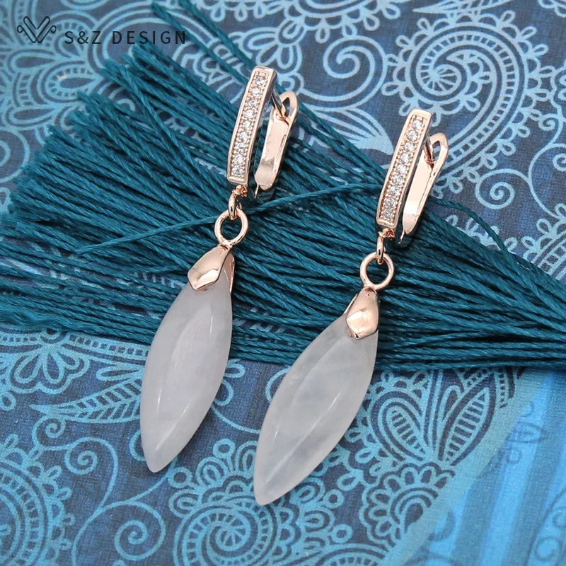 S & Z модное кристаллическое Украшение конский глаз пудра висячие серьги 585