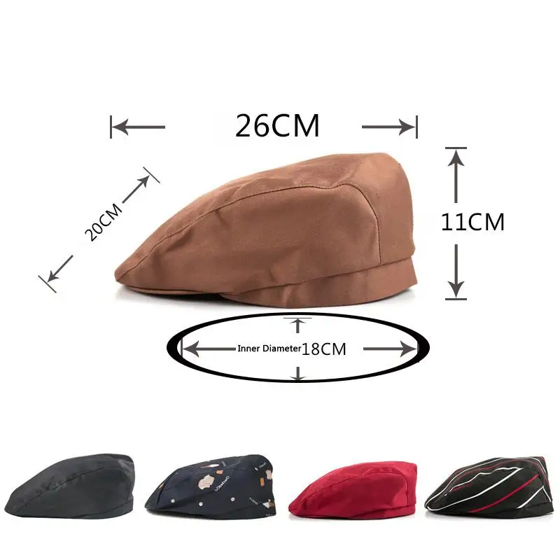 

Fashion Colors Striped Chef Hat Hotel Uniform Cooking Hats Catering Restaurant Working Wear Cap Casual Soft Caps 57-62cm 2021