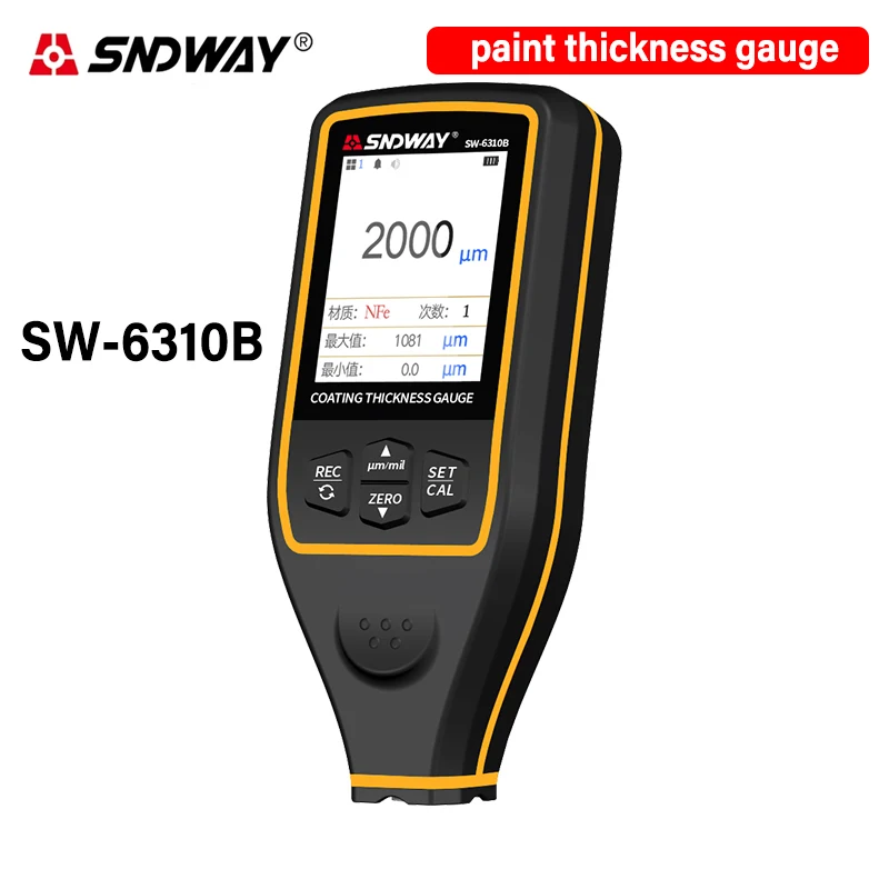 

SNDWAY SW-6310A/B Digital Coating Thickness Meter Gauge 0~1700um Auto Multi-function Hand Tool for Car Paint Film