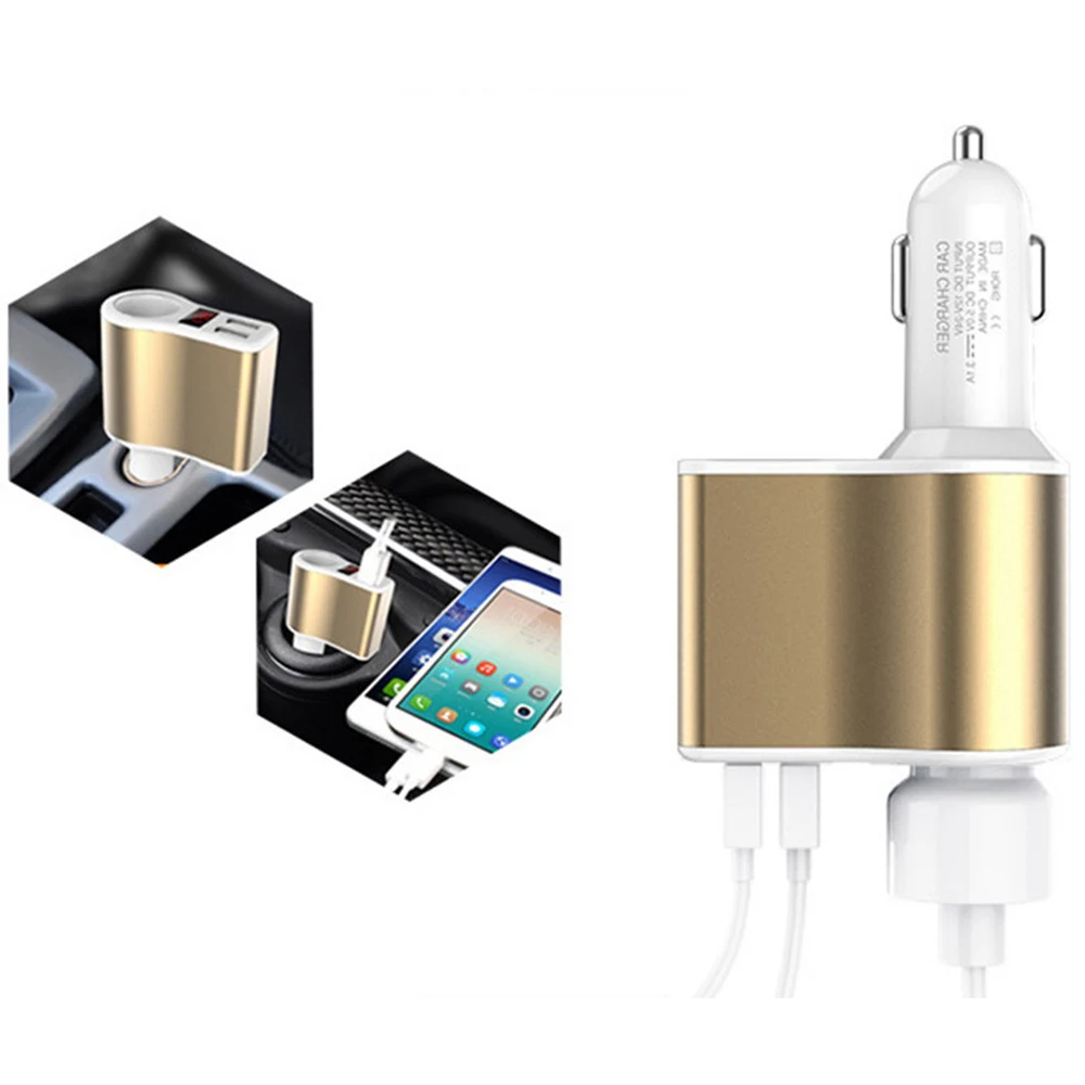 Металлическое 2USB автомобильное зарядное устройство с экраном для обнаружения