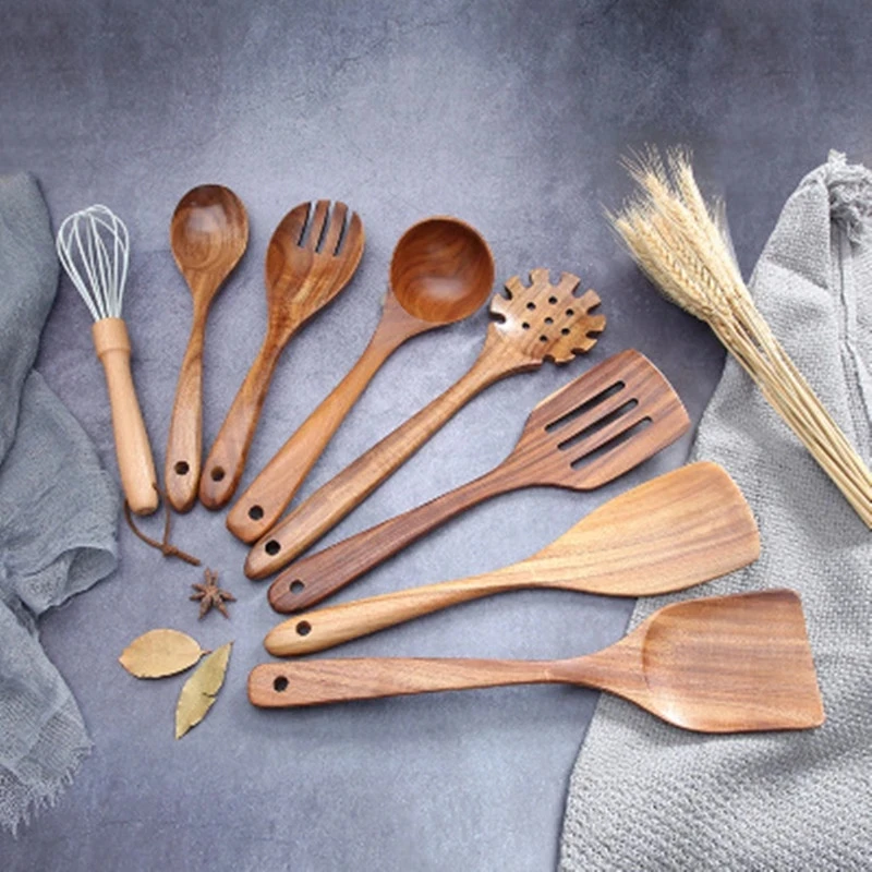 

8PCS/SET Wood Cooking Spatula Spoon Shovel Whisk