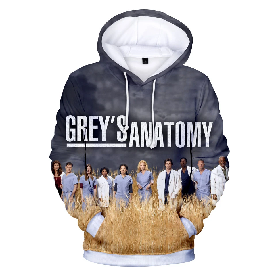 Sudadera con capucha de GREY'S ANATOMY para hombre y mujer, suéter informal con estampado 3D de anatomía, chándal de moda