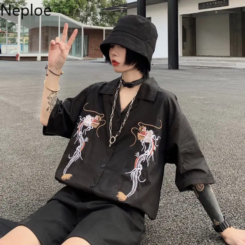 Блузка Neploe в стиле Харадзюку черная блузка панк/готика топы 2021 женские корейские