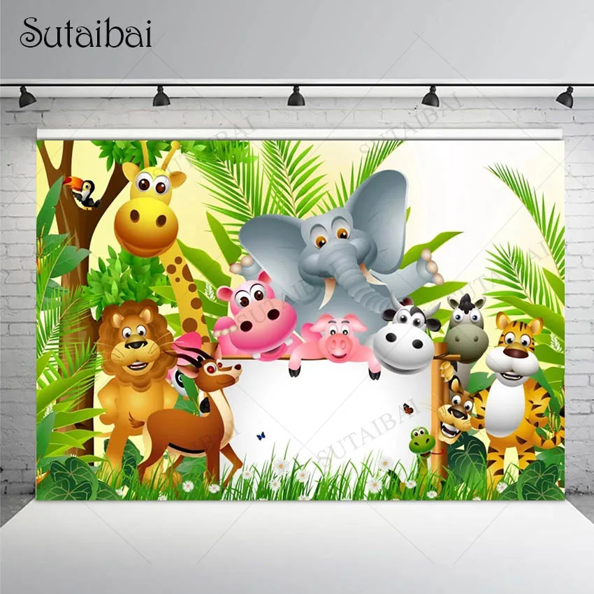 

Baby Shower Backdrop Photocall Birthday Backdrop Jungle Animal Portrait Background Photography For Child Photo Studio Prop