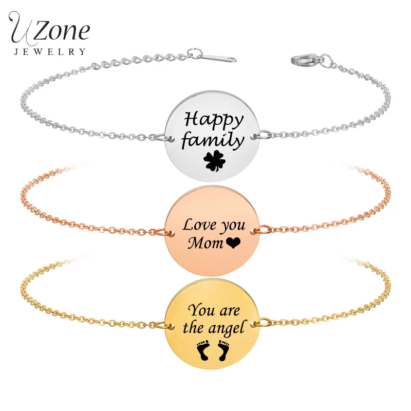 Браслет-цепочка UZone из нержавеющей стали с гравировкой имени даты и фото |