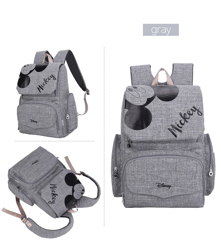 

Disney Backpacks Mummy Bag Multifunction Large Capacity Double Shoulder Travel bags Baby Handbag Bottle Insulation Chair Bags