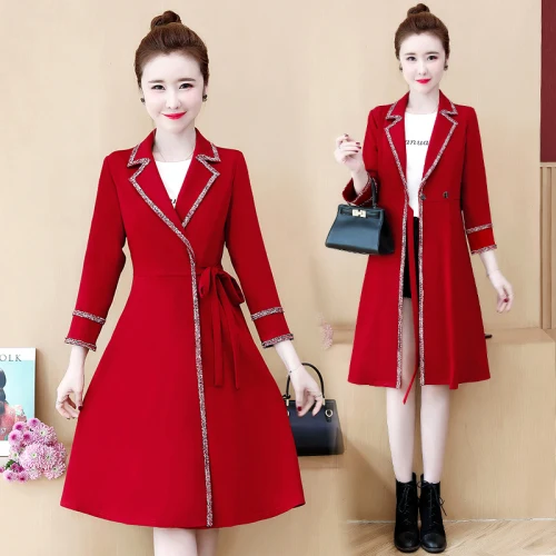 

Красное пальто больших размеров, Женское пальто-ветровка, женское длинное пальто, женская одежда, Корейская свободная одежда, Casaco Feminino Roupas ...