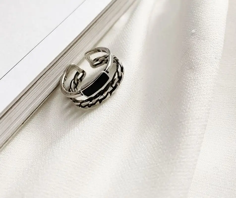 Кольцо из тайского серебра S925 пробы открытое в японском и корейском стиле|Кольца|