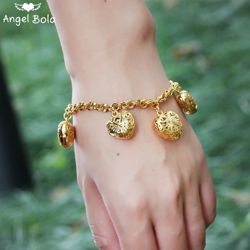 

Islamic Muslim Luxury Gold Jewelry Heart Shaped Women Charm Bracelet Fashion Sweet Wedding Bride Valentine's Day Gift Wholesale