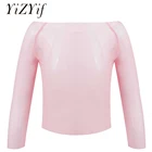 Детская одежда для девочек, мягкие хлопковые носки для занятий танцами, топы детские однотонные Цвет из сетчатой ткани с длинными рукавами; Блуза обучения гимнастики танец блуза; Платье для подростков;