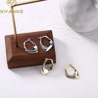 xiyanike 925 sterling silver irregular geometric hoop earring buckles women fashion unique design smooth jewelry accessories