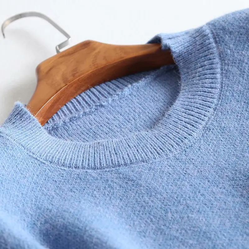 TMODA 2021 New Winter Knit Sweater Women Fashion Pullover Oneck Irregular Long Wide Loose Blue Knitted | Женская одежда