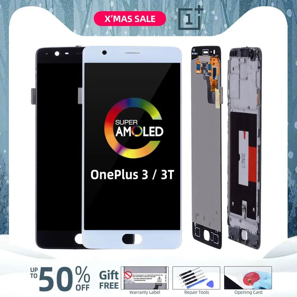 5,5 '' AMOLED lcd для Oneplus 3T дисплей сенсорный экран с рамкой для OnePlus 3 3T A3000 Замена дисплея дигитайзер