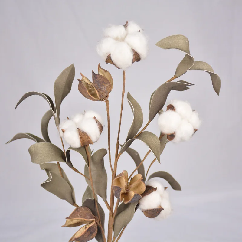 

4Balls per Stem Cotton Natural cotton artificial flowers plant bouquets home decorations wedding decorations dried flowers