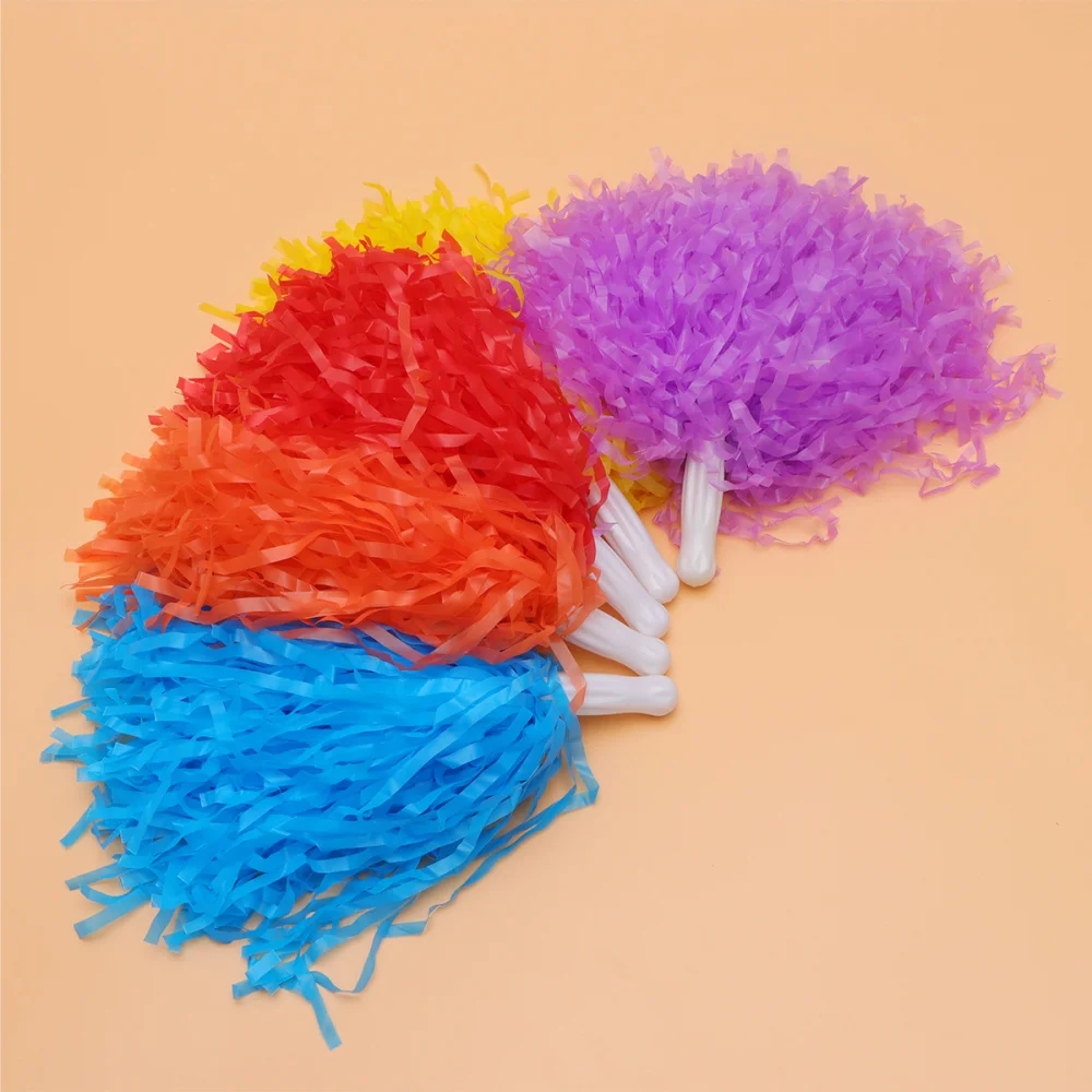 

10 Pcs 25g Cheering Balls Squad Colorful Cheer Poms Cheerleaders Supplies with Ring for Competition Cheering Sports Even