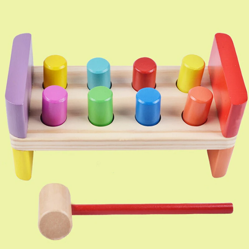 

2021 Baby Wooden Knock Ball Kids Hand Hammering Ball Box Kids Early Learning Educational Toys Montessor Birthday Gift
