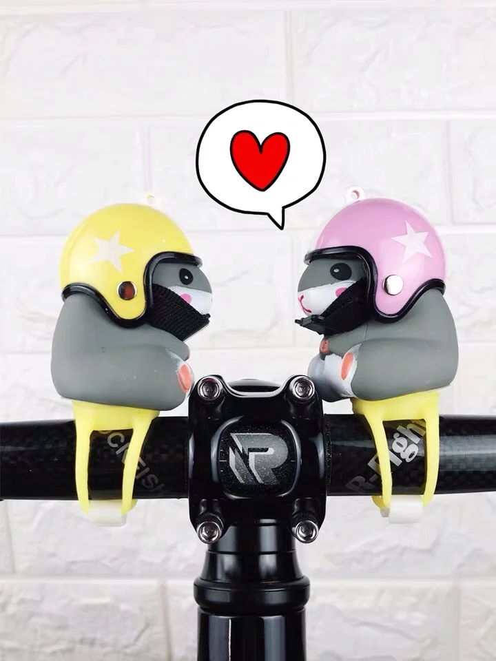 

Cute Hamster Bicycle Bell Flashlight Bike Light Bicycle Handlebar Horn Squeeze Silicone Bell Cycling Accessories 2020 NEW