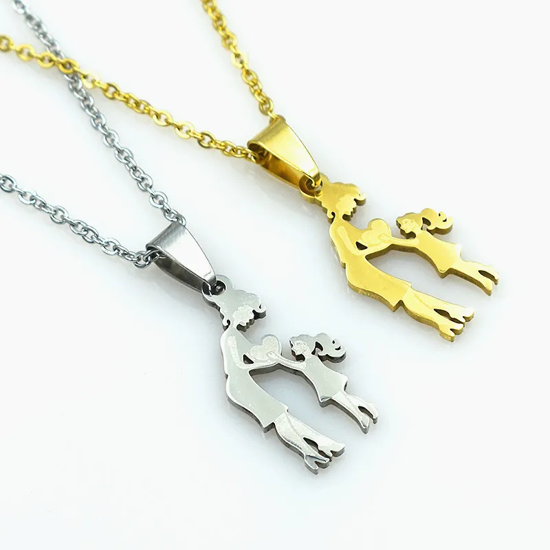 Простое Ожерелье из нержавеющей стали подвеска для мамы и дочки Очаровательное