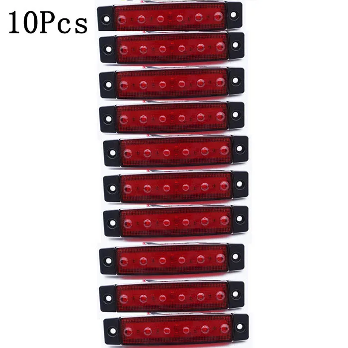 10x/4x/2x светодиодный 6 SMD Грузовой автомобиль Прицеп боковой маркер индикаторы поворота автомобиля тормозной задний Предупреждение ющий задний светильник 24 в 12 В - Цвет: 10x Red