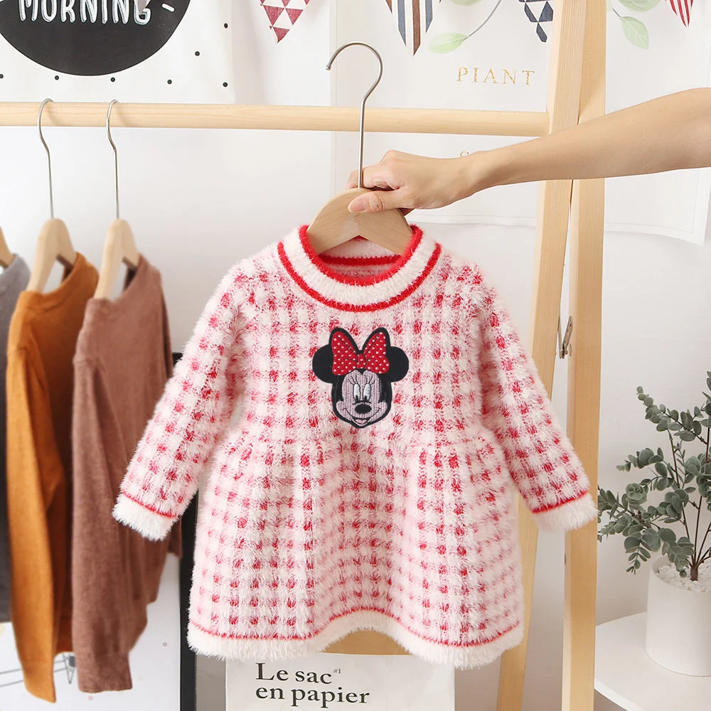 Disney princes Minnie cartoon baby Keep warm skirt coat girl autumn and winter top dresse jacket | Мать и ребенок