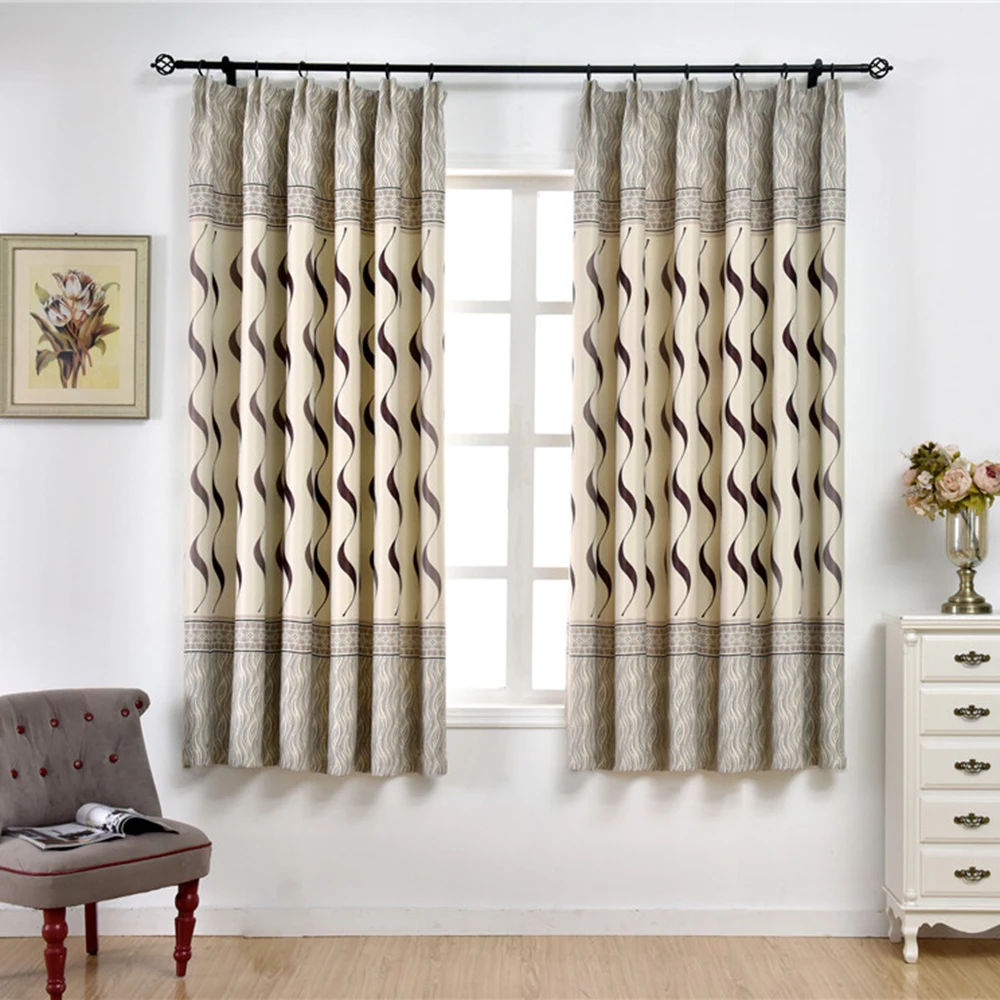 Короткая штора в полоску китайском стиле затемненная Штора для гостиной спальни