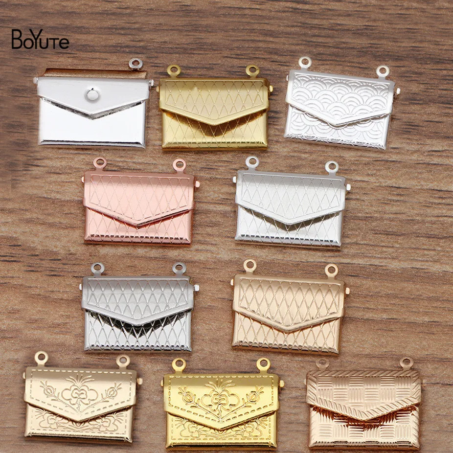 BoYuTe (10 шт./лот) 15*20 мм металлический латунный конверт фото медальон Diy плавающий