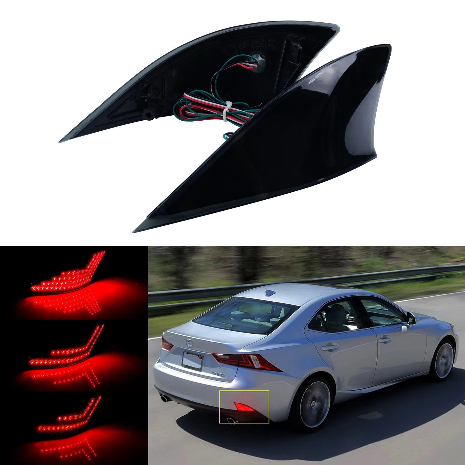 

2x Rear Bumper Reflector LED Brake Light For Lexus IS 250 300h MK III XE30 2014+