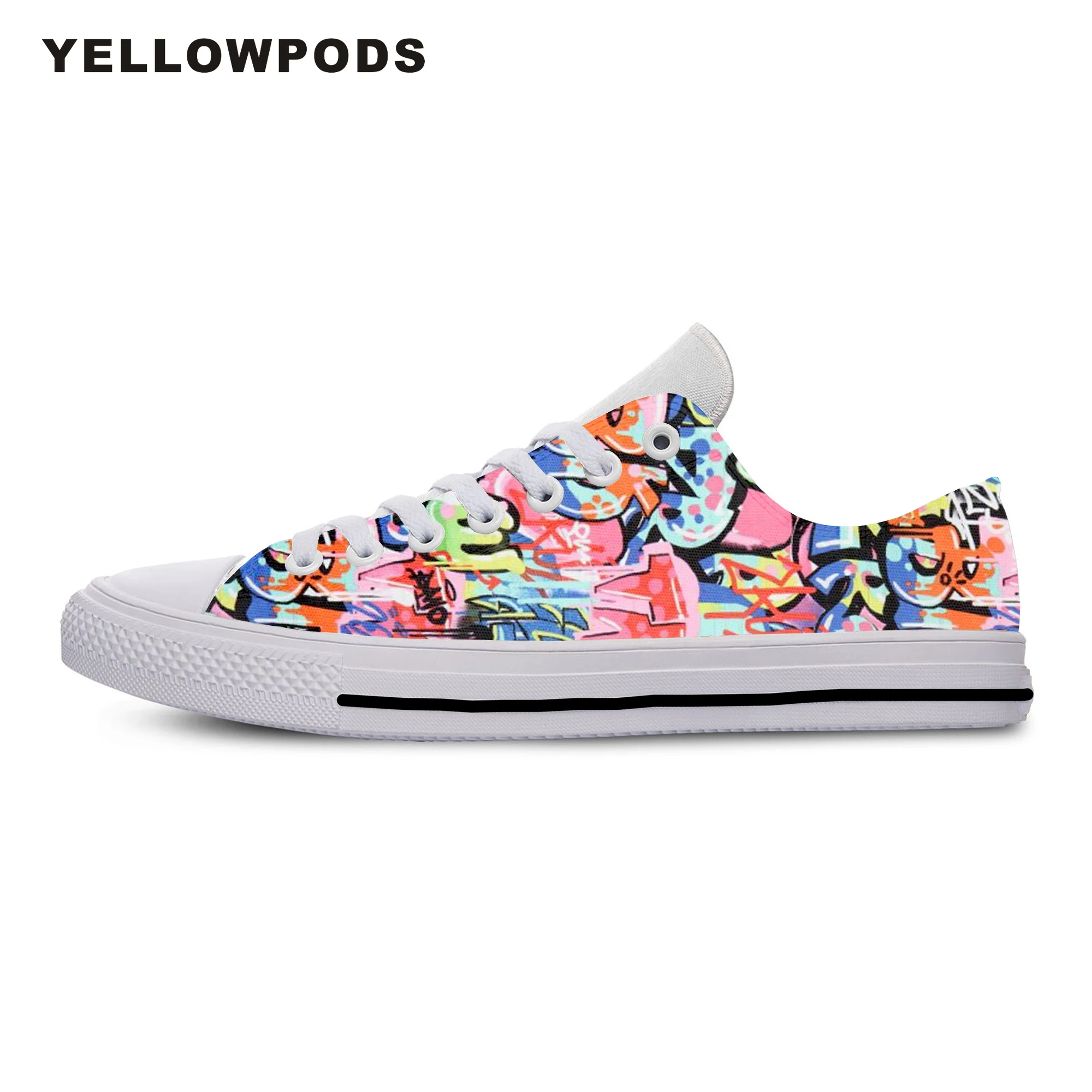 

Mens Shoes Casual Men/Women Harajuku Style Color Graffiti Print 3d Hip Hop Unisex Lightweight Shoes Customized White Brand Shoes