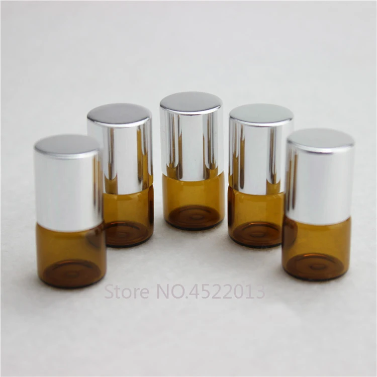 

1ML 100pcs/lot Cosmetic Liquid Roll on Containers, DIY Glass Amber Essential Oil Roll on Bottle, Portable Roll On Perfume Bottle