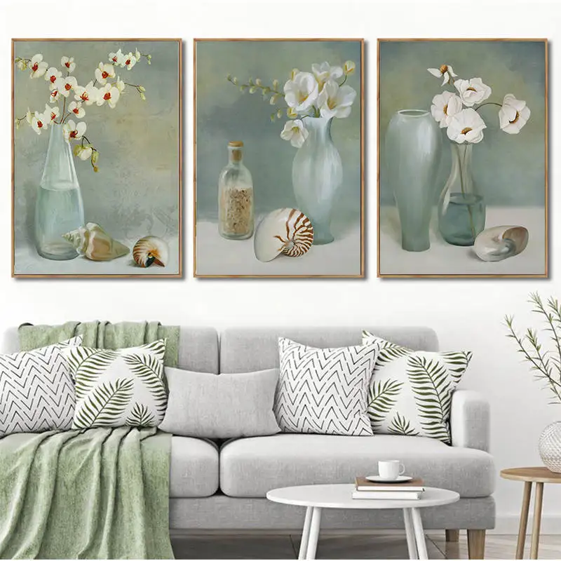 Настенные картины для гостиной белая Цветочная ваза картина в скандинавском