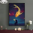 Алмазная 5D картина сделай сам, квадратная круглая вышивка с изображением кота и удачи, мозаика с мотивом животных, полный комплект, аксессуары для домашнего декора