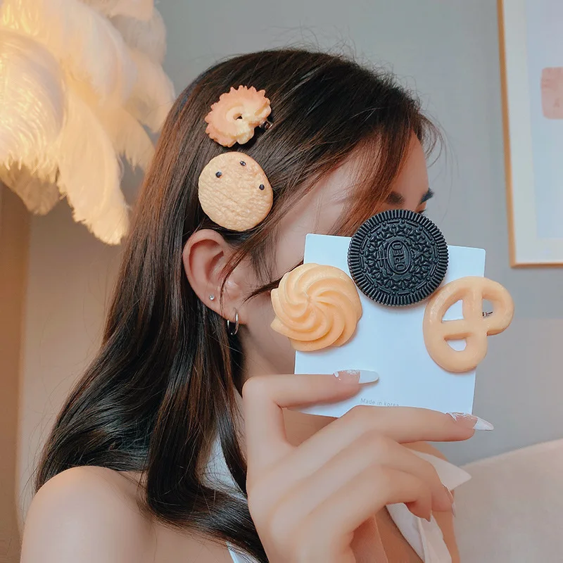 

Girls Cute Hairpins Creative Biscuits Barrette Personality Hair Clips Hair Accessories Children Funny Headwear Korean Headdress
