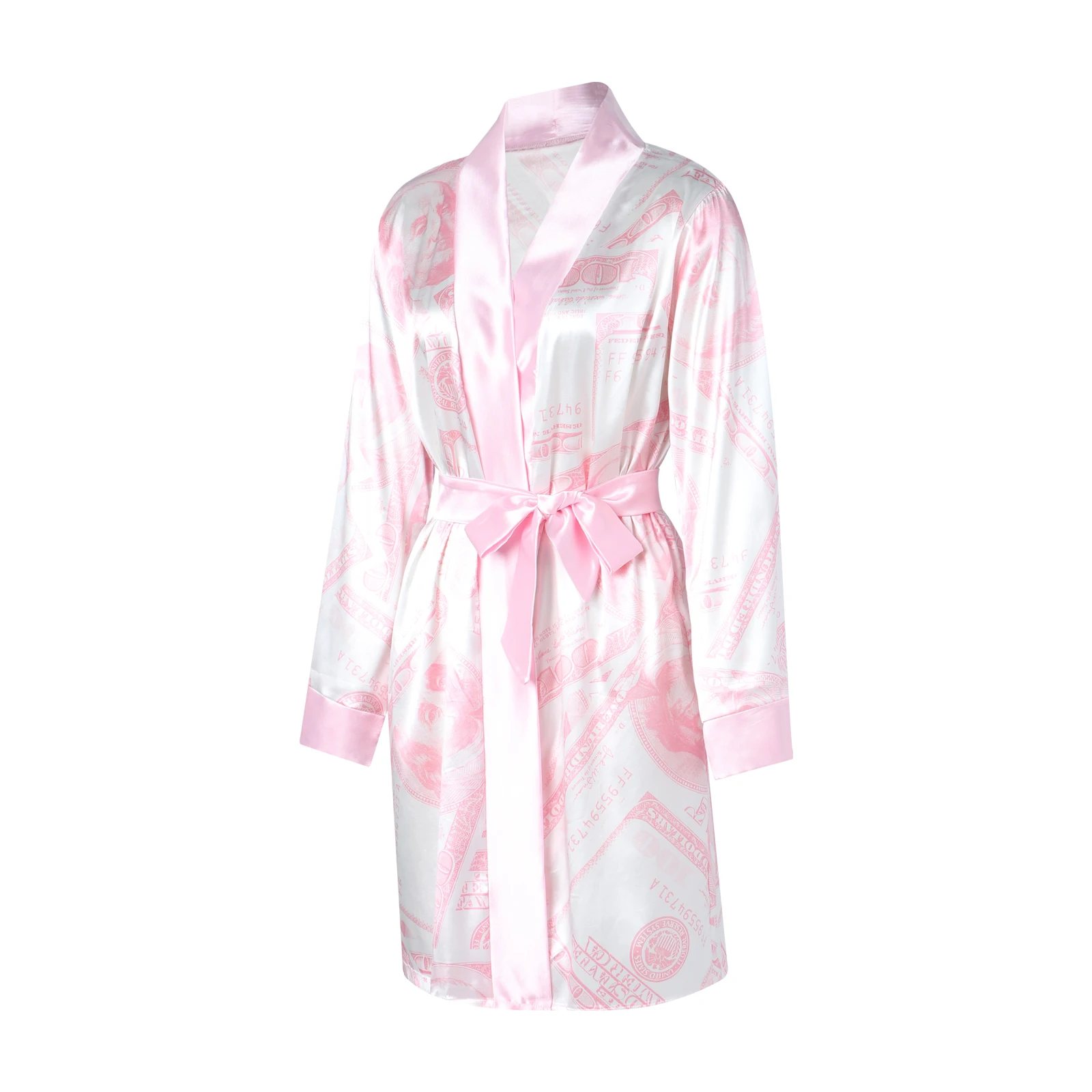 Халат-кимоно Женский атласный с длинным рукавом и поясом | Женская одежда