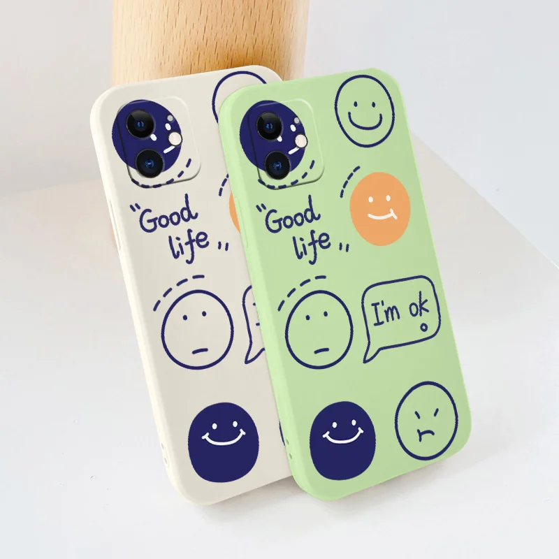 

Orange Smiley Soft Case For iPhone 12 Pro Max Mini 11 Pro Max X XR XS MAX SE2020 8 7 Plus 6 6S Plus Silicone Phone Cover Coque