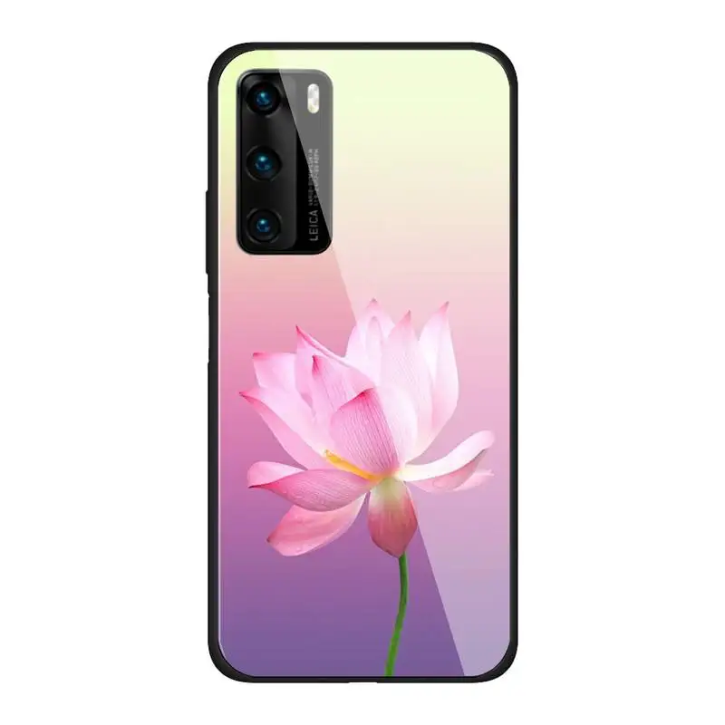 

The most beautiful lotus Phone Case For Huawei P30 lite 20 por P9 10 Mate 10 9 Honor 8 X 9 10 NOVA 5 Tempered glass