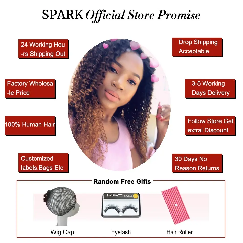 Spark 1/3/4 пряди афро кудрявые вьющиеся человеческие волосы для наращивания Омбре