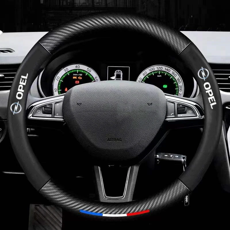 

Car Steering Wheel Cover 15inch Carbon Black Fiber Steering Wheel Booster Cover for opel insignia astra h j g corsa d zafira b