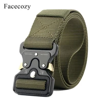 facecozy men nylon waistband fast opening automatic tactical belt male outdoors hiking military canvas belts waist support