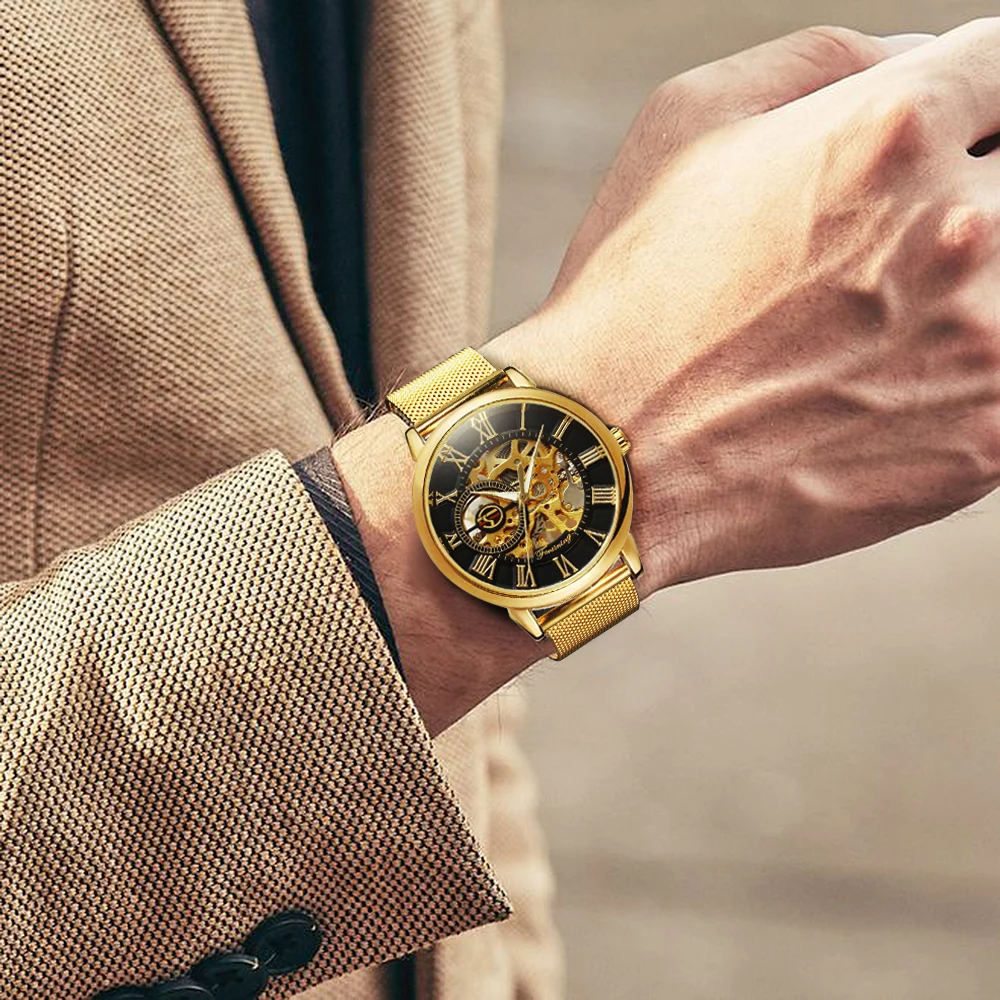 Часы наручные мужские механические Роскошные ультра тонкие Классические