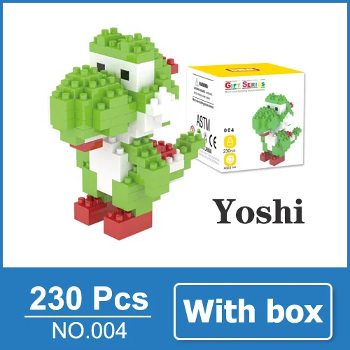 Yoshi with box LOZ Mario Bros игрушечная фигурка модель Луиджи, Марио, Йоши строительные блоки японская игра аниматор игрушка для детей 9+ Подарочные игрушки - Цвет: Yoshi with box