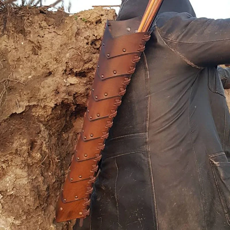 Средневековая Сумка-держатель для стрел из лука в стиле стимпанк кожаная задняя