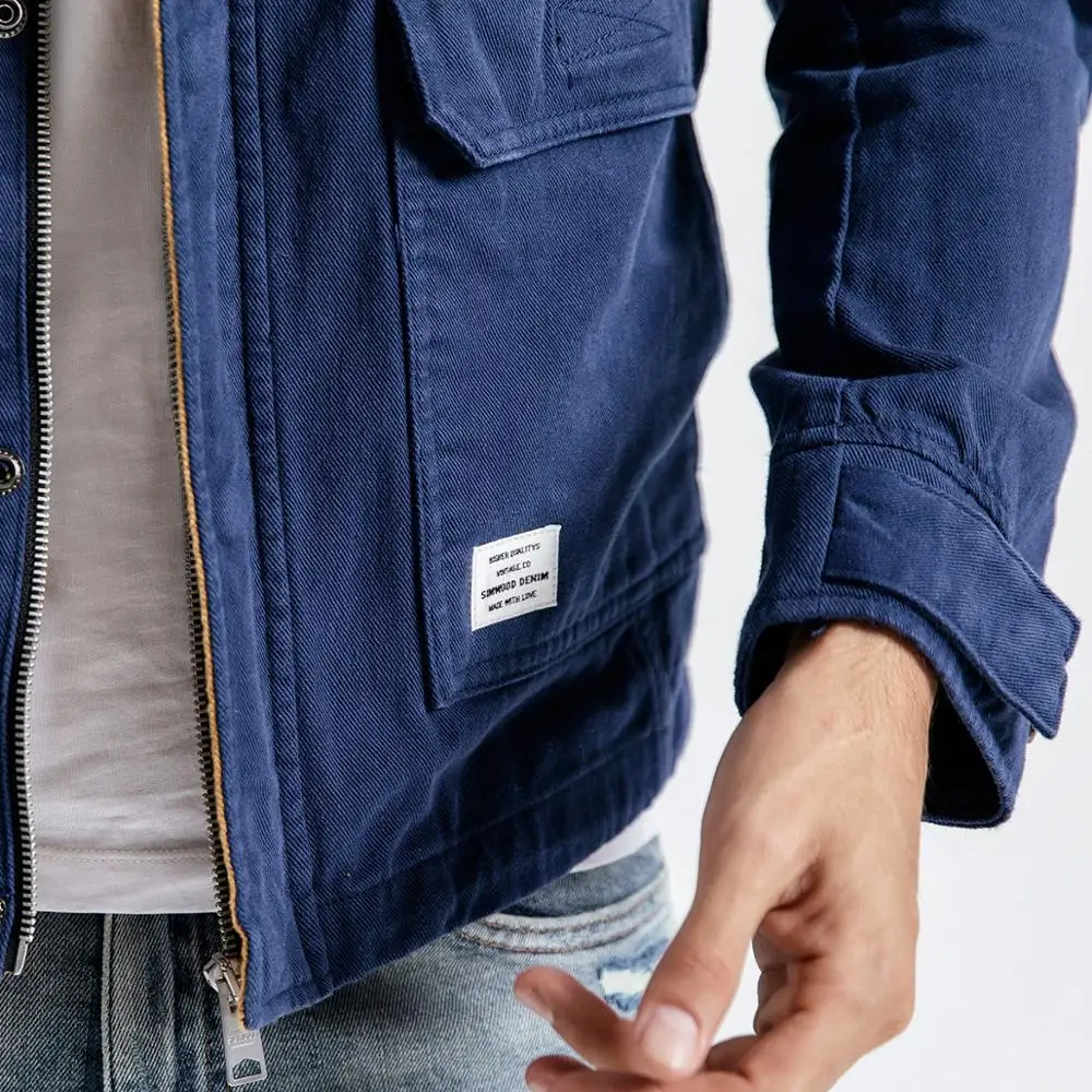 Мужская куртка SIMWOOD повседневная из 100% хлопка с карманами весенняя 190092|Мужские