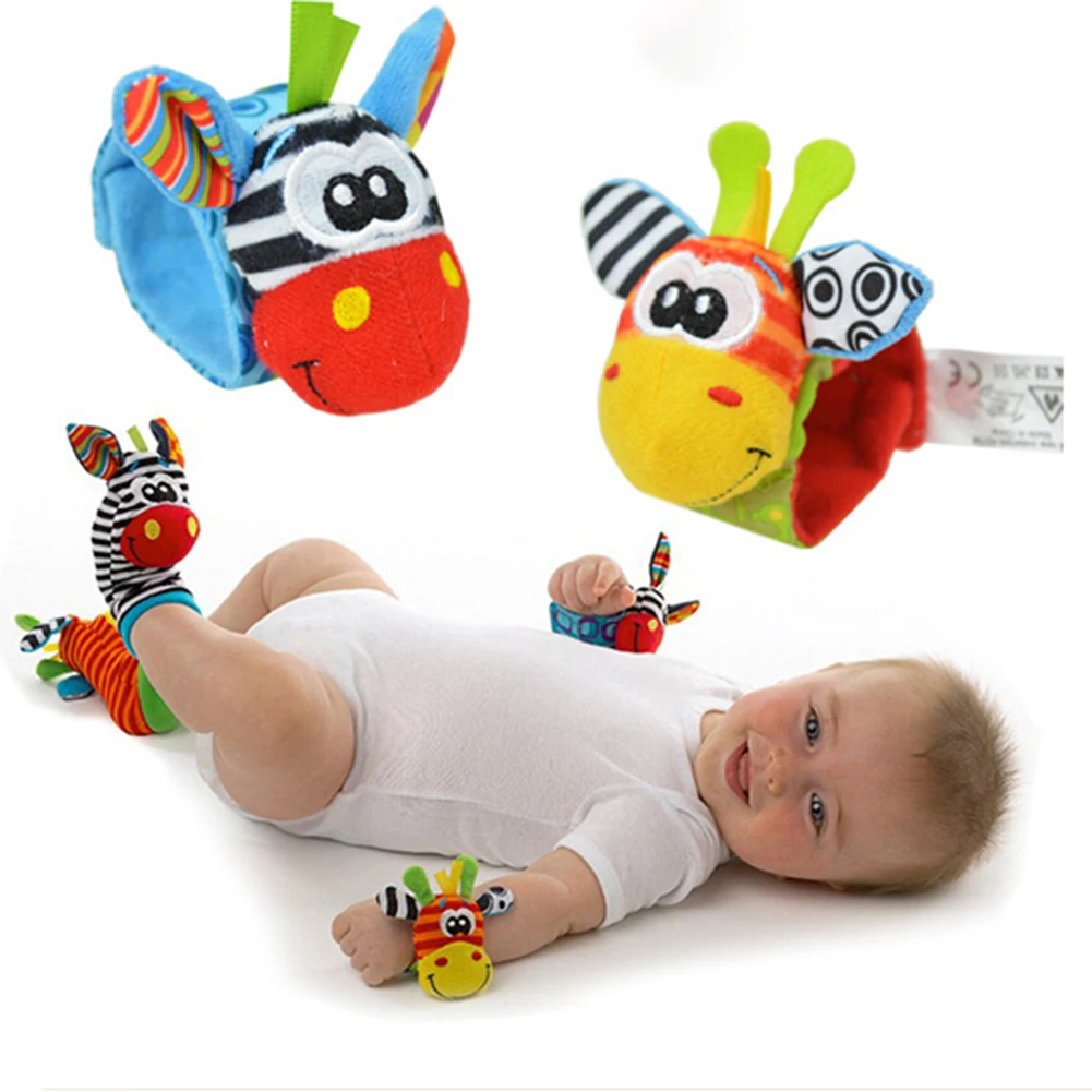 

4 шт., детский браслет-погремушка с животными