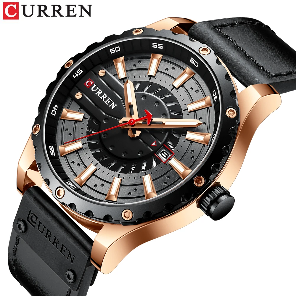 

CURREN, розовое золото, кварцевые часы, мужские, модные, люксовый бренд, 30 м, водонепроницаемые, светящиеся наручные часы, повседневные, деловые,...