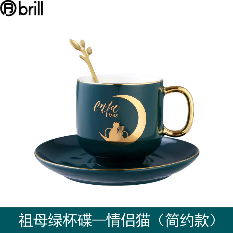 

Xicaras Luxury Ceramic Cup Nordic with Spoon Simple Afternoon Tea Coffee Cups Retro Office Teacup and Saucer Set Couple Gift 50