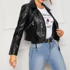 Женская джинсовая куртка на молнии, однотонная Короткая кожаная куртка свободного покроя с длинным рукавом, в уличном стиле, в стиле ретро, 2020